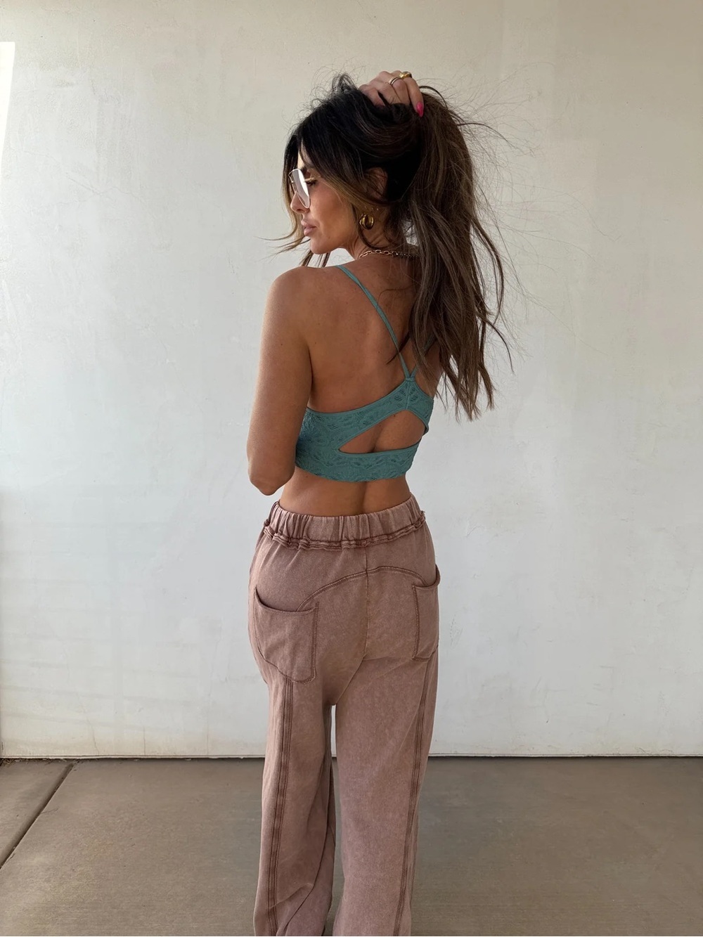NWT Nikibiki Lace Textured Boho Cutout Back Bra Brami Bralette Crop Top - Picture 6 of 8